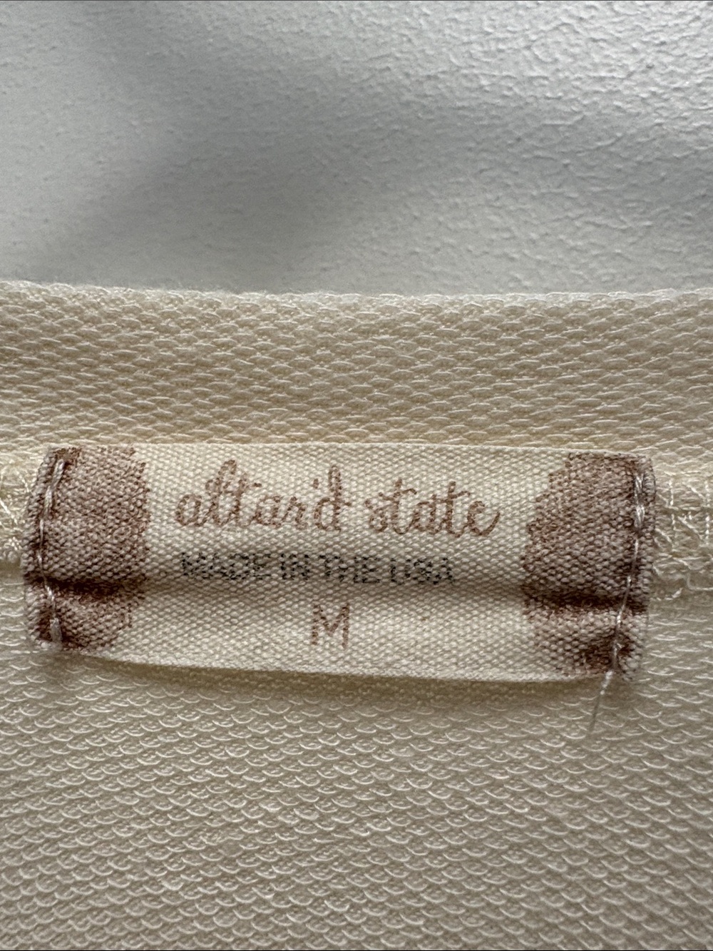 Altar’d State Cream Peplum Sweatshirt Top Ruffle Hem Long Sleeve Size M - Picture 4 of 8